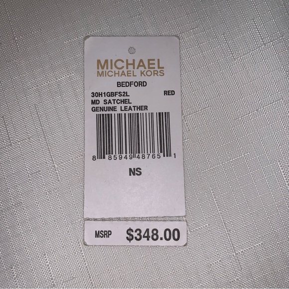 🆕 MICHAEL KORS Red Bedford Pebble Leather Satchel Shoulder Bag Medium Christmas - Picture 13 of 15